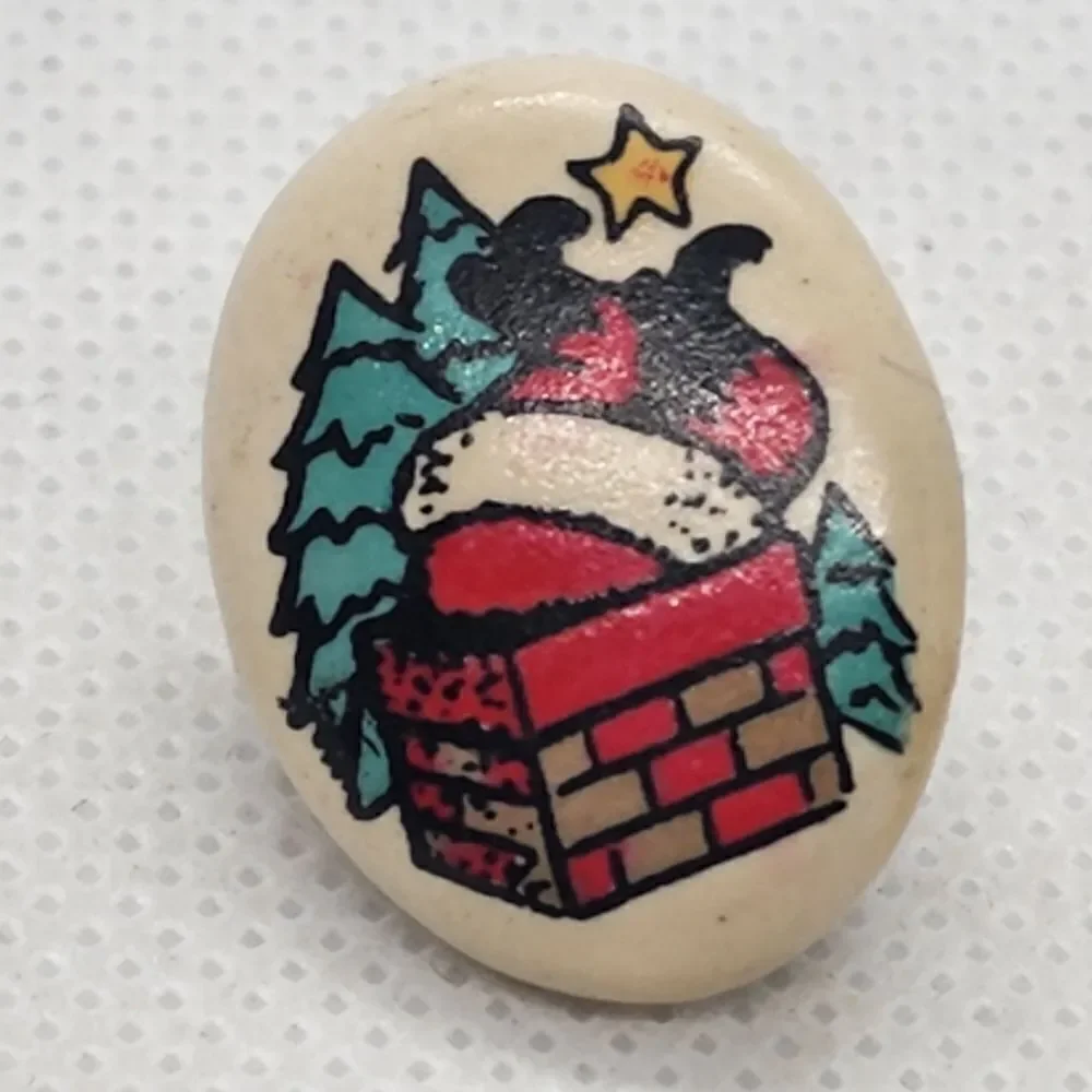 Vintage Metal City Santa in Chimney Pin
